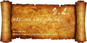 Vécsi Lóránt névjegykártya